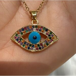 New! Stainless steel Colorful Evil blue Eye Pendant Necklace